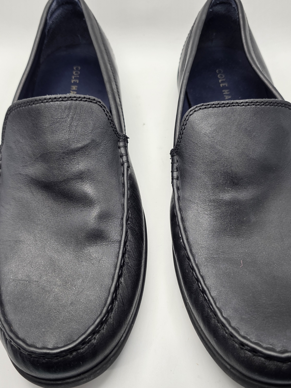 Cole Haan Mens Shepard Venetian Loafer Size 10.5 Black Leather Moc Toe Shoe